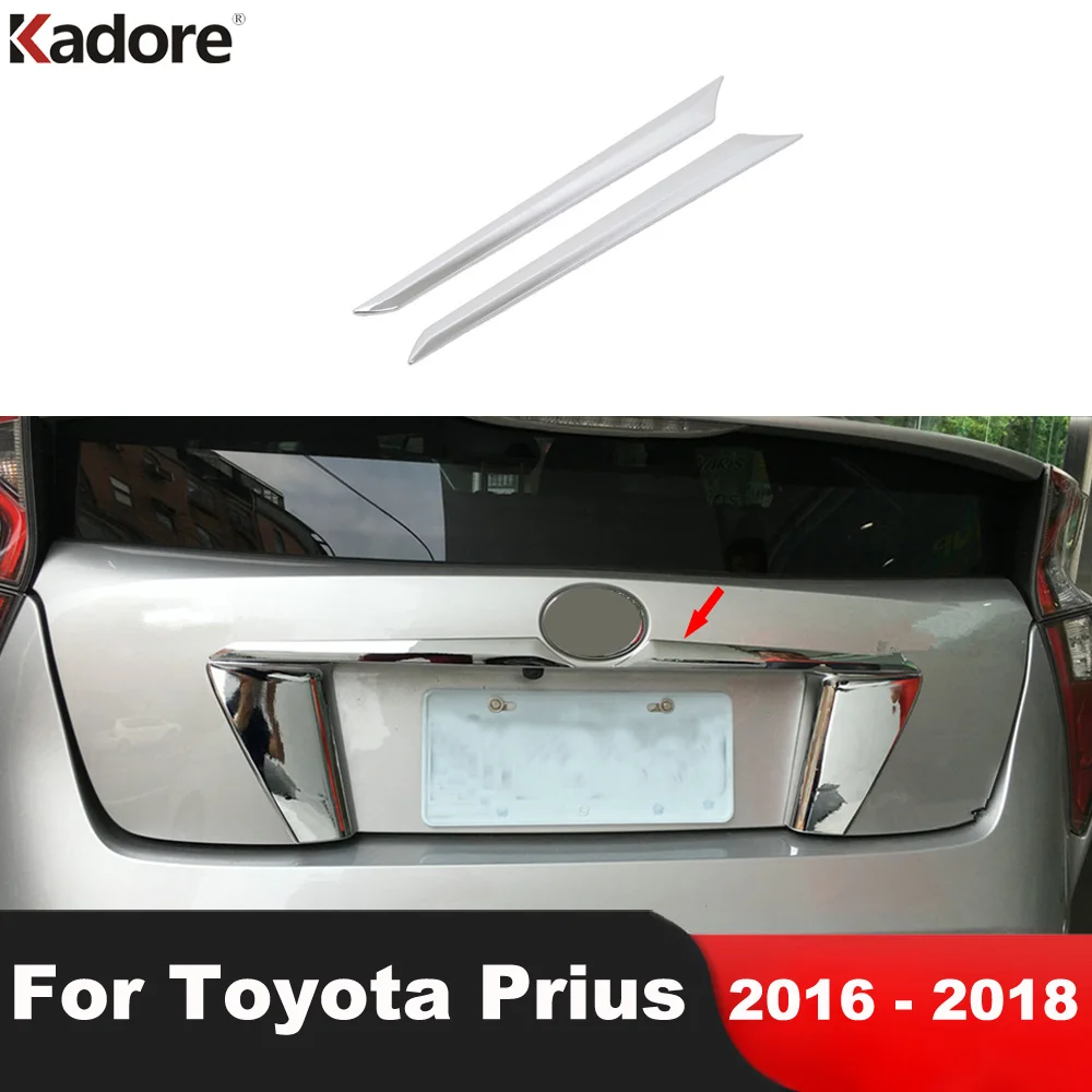 

Накладка на крышку багажника для Toyota Prius 2016 2017 2018, хромированная накладка на заднюю дверь, молдинговая Декоративная полоса, наклейка, автомо...