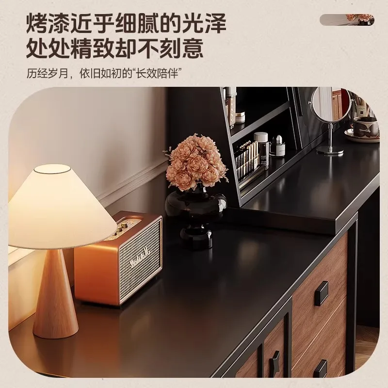 Фото Тумба-комод Chanson Antique, интегрированная с туалетным столиком, новинка 2025 года, из массива дерева, в ретро-стиле, прикроватная тумба для хранения №2