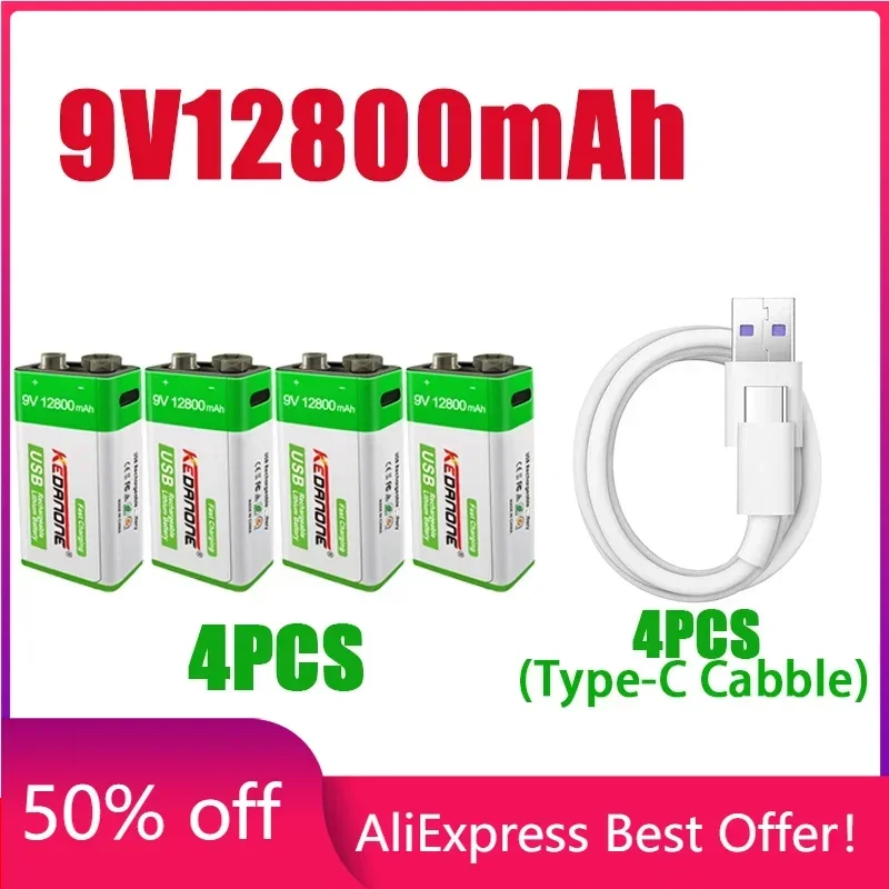 

NEW 9V 12800mAh li-ion Rechargeable battery Micro USB Batteries 9 v lithium for Multimeter Microphone Toy Remote Control KTV use