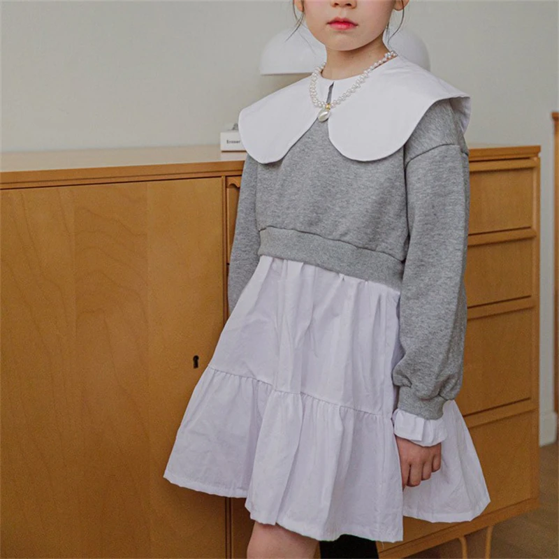 

Children Clothes Sets Girls Spring Autumn Wear New Dress Fashionable Cotton Knee Length Solid Toddler Girl Clothes Dresses Sets