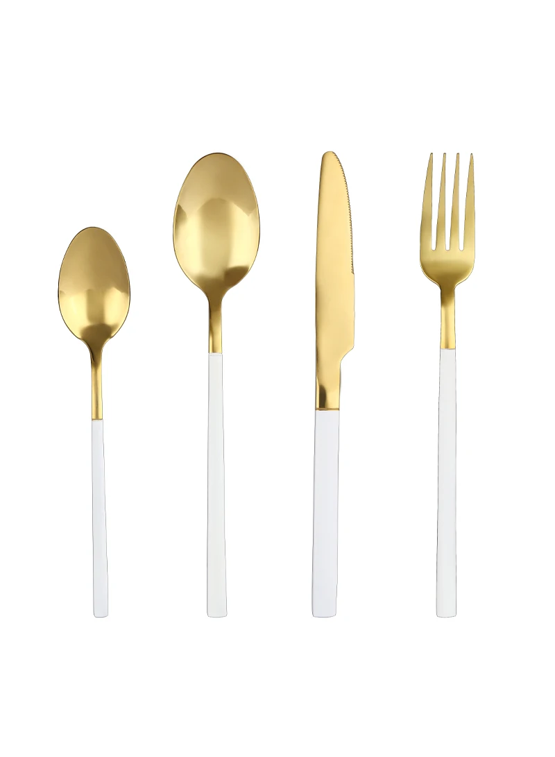 

4-Piece Stainless Steel Cutlery Set White/Gold