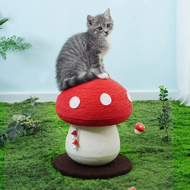 

Cat Scratcher Tree Tower Sisal Scratching Climbing Mushroom Design Durable Bite Resistant Funny Playing Ball Toys for Kitten