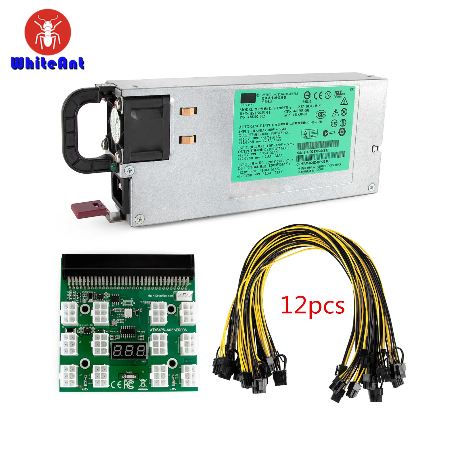 

DPS-1200FB A 1200W PSU Power Supply For HP Server Power Breakout Board + 6pin Cables DL580G5 Mining Set