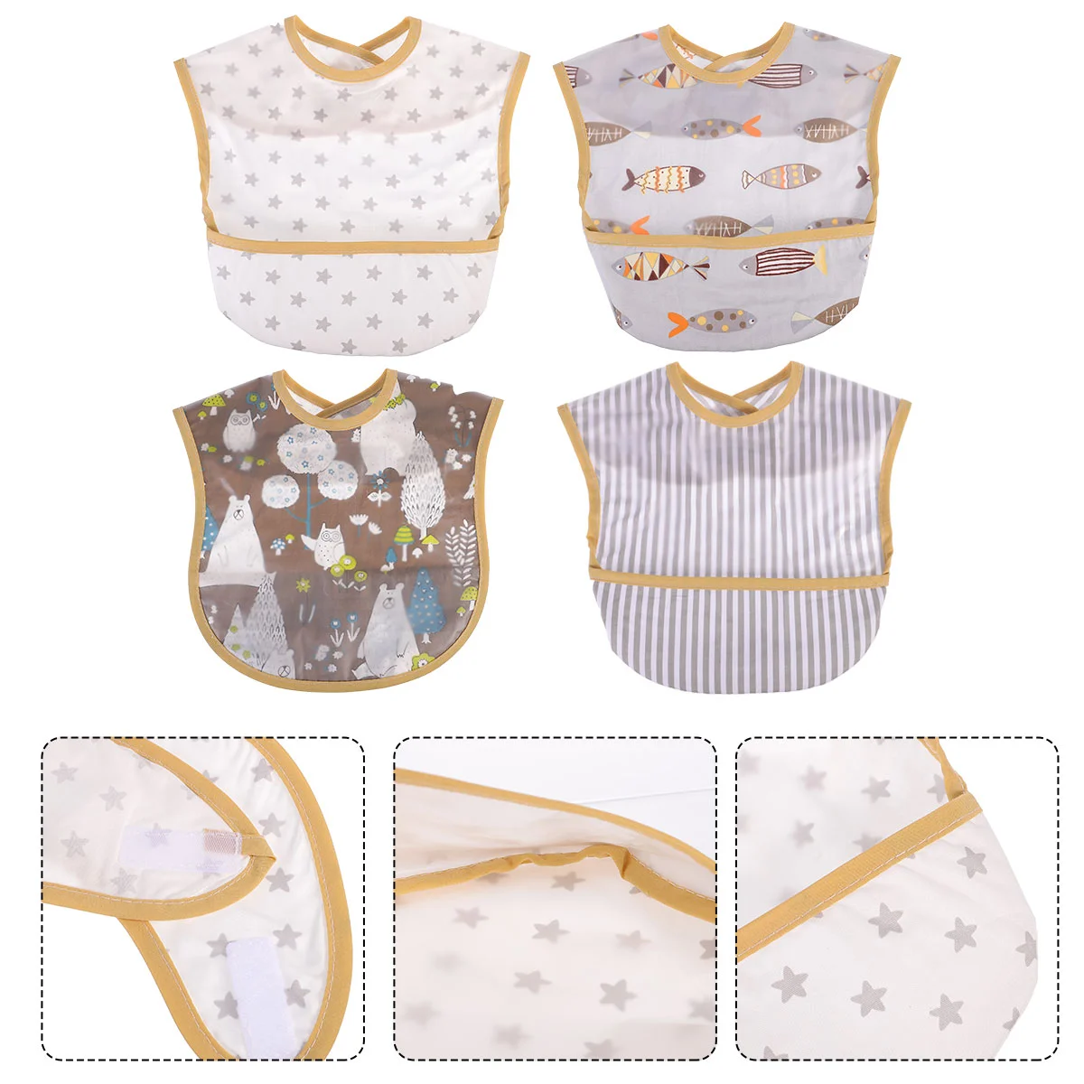 

Нагрудники для младенцев из хлопка непромокаемые практичные аксессуары без рукавов милые двухслойные Слюнявчики уникальные фартуки