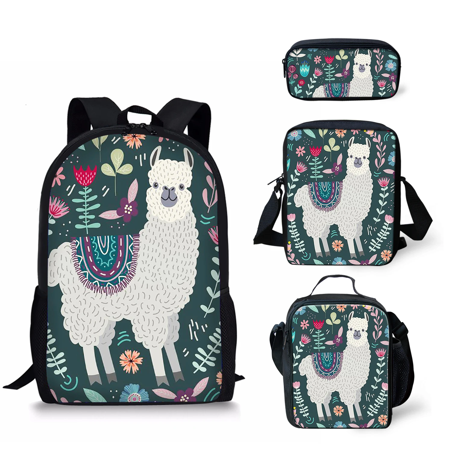 Дизайнерские школьные ранцы коттеджа Kawaii Alpaca для девочек, высококачественные рюкзаки для студентов, 4 шт./компл., детская дорожная сумка, бес...