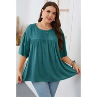 plus size blouse women casual solid color short sleeve loose oversize pullover elegant commuter summer ladies t shirt 2022 new