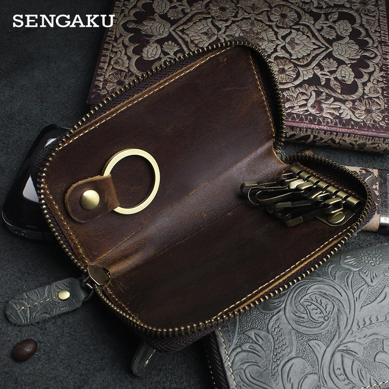 Винтажный держатель для ключей из натуральной кожи