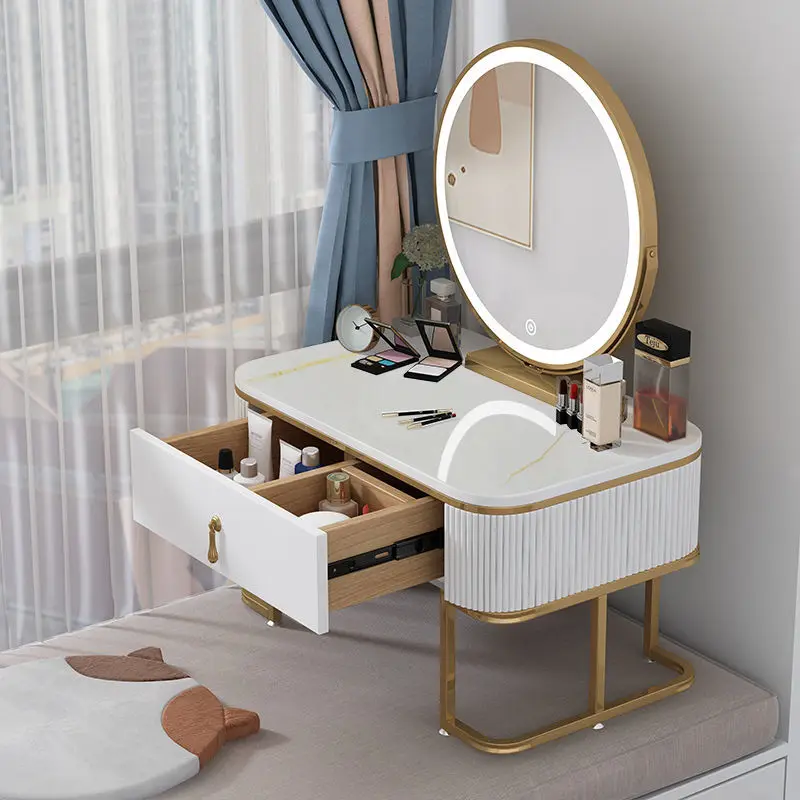 

Light Luxury Bedroom Small Family Nordic Dressing Table Modern Minimalist Cabinet All-in-one Makeup Self-contained Home Window