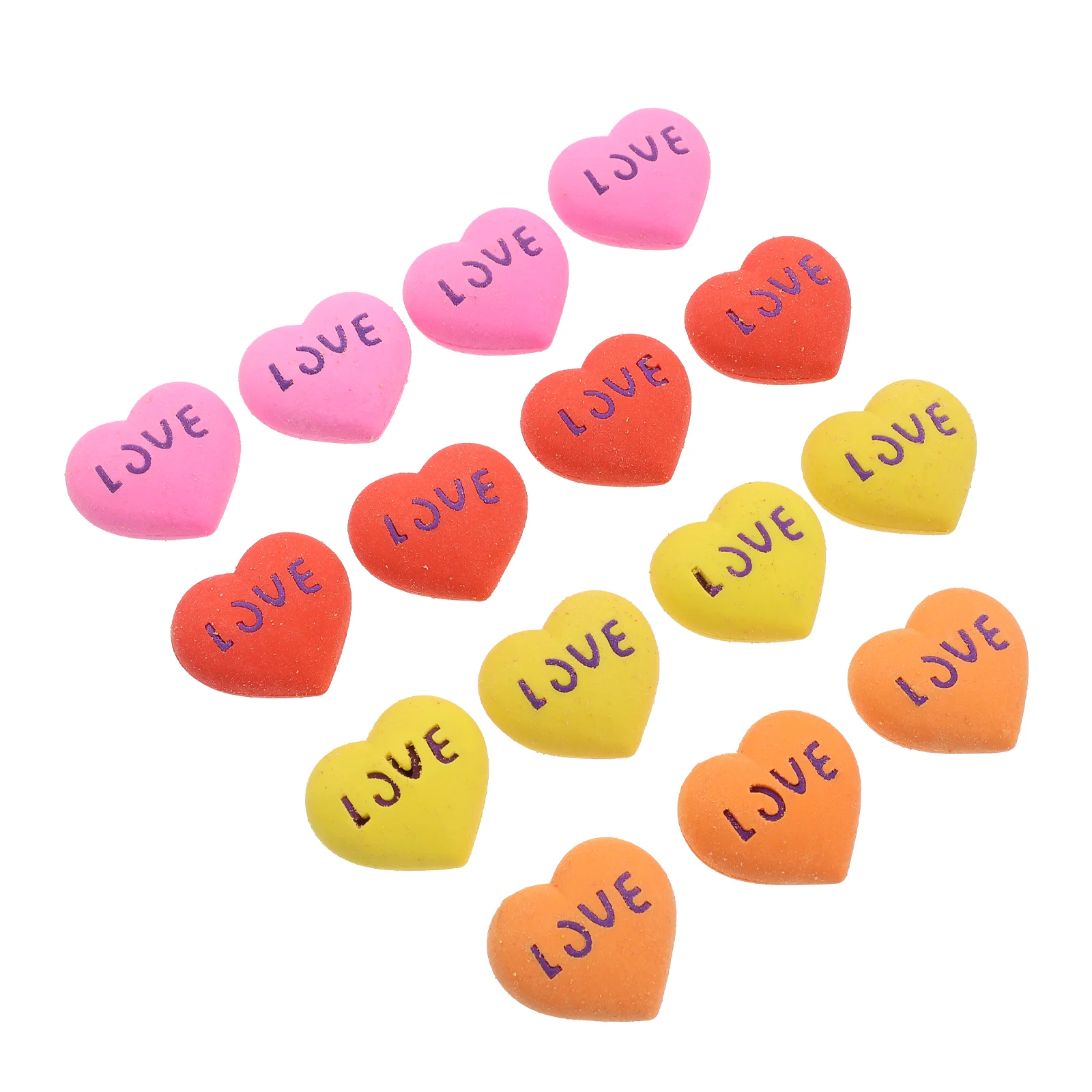 

15Pcs Decorative Heart-shaped Erasers Students Stationery Erasers (Random Color)