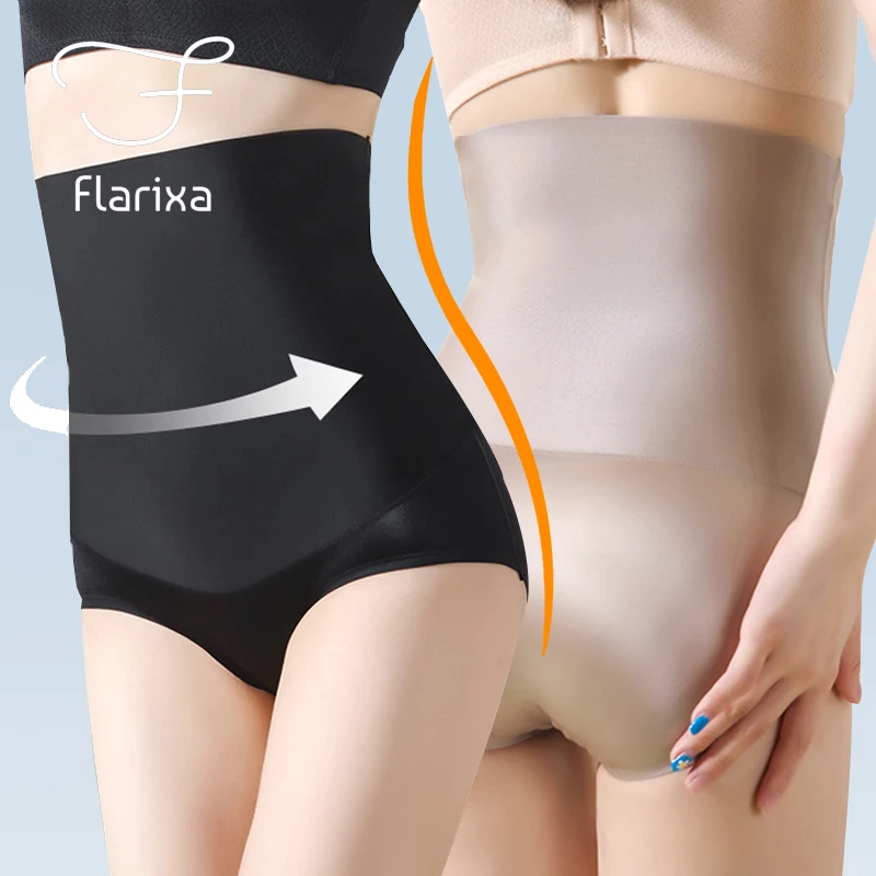 

Flarixa New Women Slimming Panties Body Shaper High Waist Flat Belly Panties Ice Silk Seamless Underwear Briefs Tummy Underpants