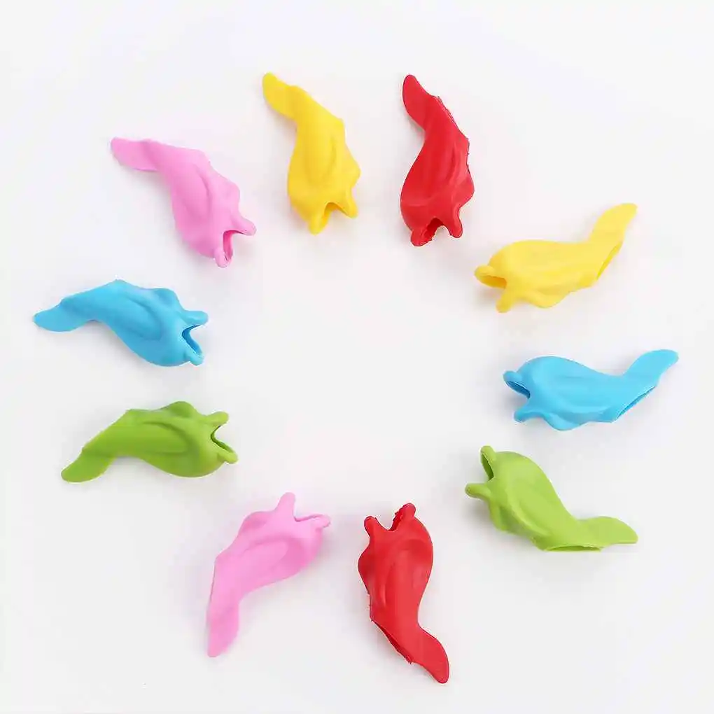 

10 Pieces Silicone Pencil Writing Grip Posture Adjuster Kids Learning Pen Practise Grasps Stationery Color Random