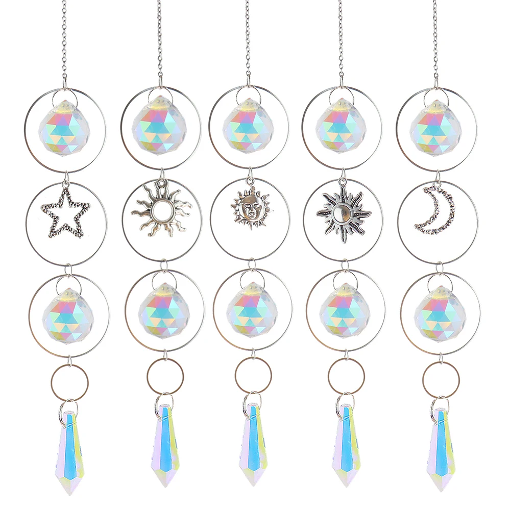 

Crystal Wind Chimes Pentagram Prism Light Catcher Window Curtain Home Decor