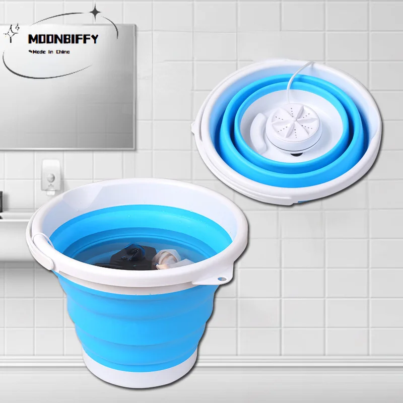 

Folding Mini Washing Machine 10L Ultrasonic Cleaning Bucket Portable Turbo Laundry Washer USB Powered Laundry Machine For Travel