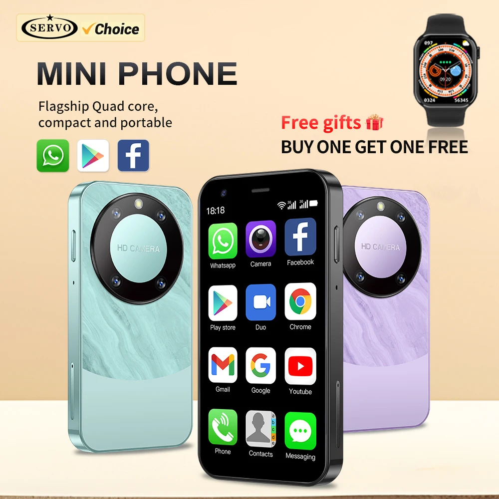 SERVO P90 Мини-смартфон Android 3G Dual SIM Разблокировка Лиц 3-футовый Дисплей Аккумулятор 2000