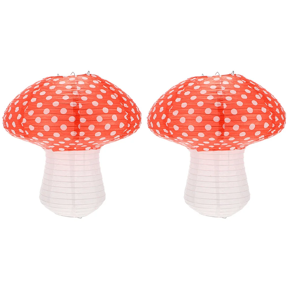 

2 Pcs Mushroom Paper Lantern 3D Shaped Cartoon Birthday Party Decor Adorable Child