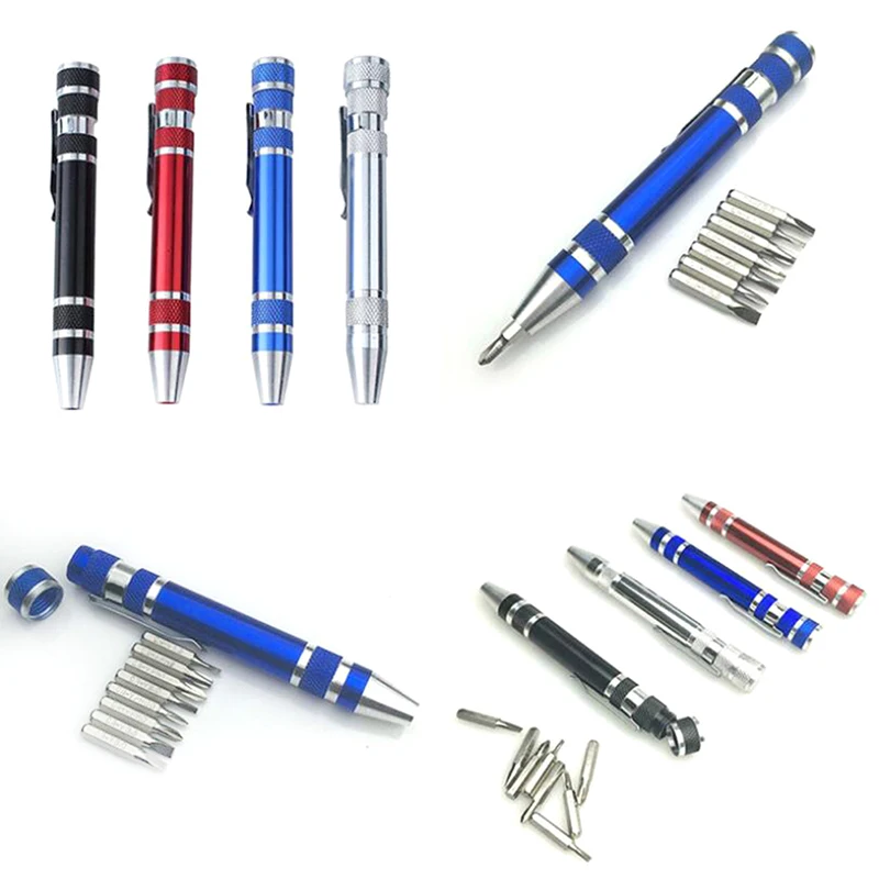 4 Colors Multifunction 8 In 1 Pocket Precision Mini Screwdriver Pen Repair Hand Tools Kit |