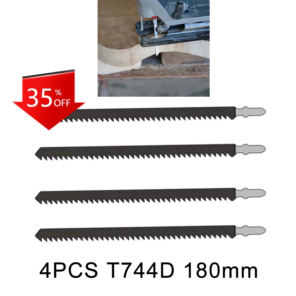 

4PCS 180mm T744D Jigsaw Blades High Carbon Steel T-type Shank 6TPI Woodworking Tools Accessories