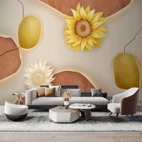 custom photo 3d hand painted sunflowers yellow background wallpaper for bedroom living room tv sofa wall decor non woven murals