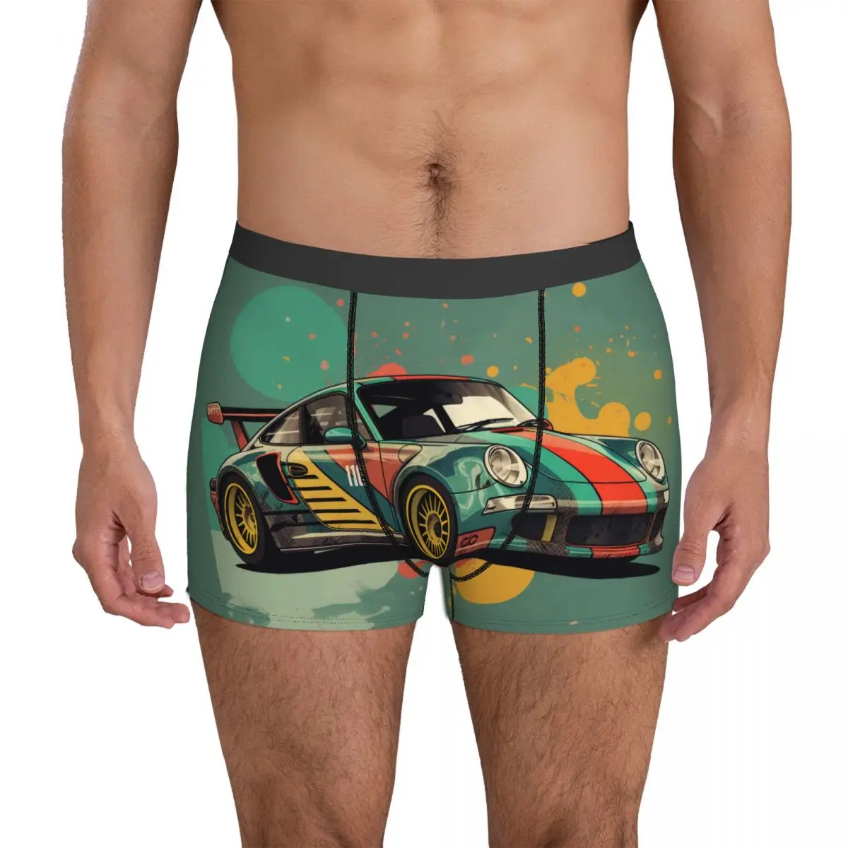 

Классический спортивный автомобиль нижнее белье разноцветные ретро мужские боксеры короткие дышащие багажник высокое качество на заказ большой трусики большого размера
