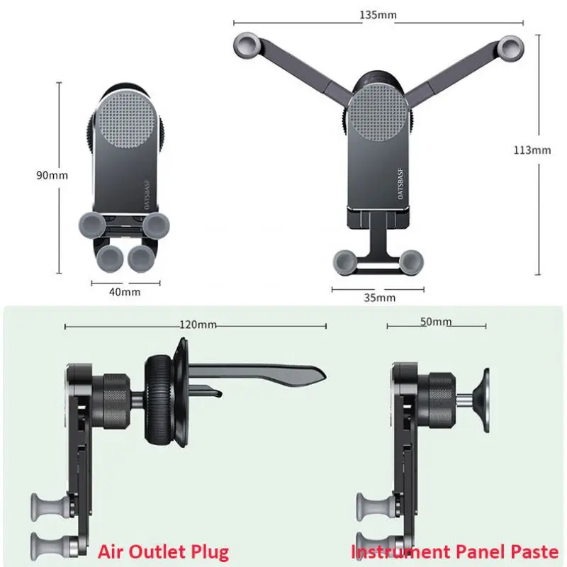 car phone holder gravity car holder for samsung galaxy z fold 3 5g car air vent clip mount foldable smart phone holder stand free global shipping