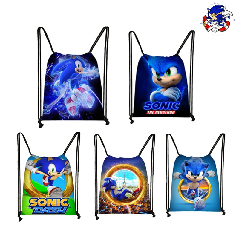 

Kawaii Sonic Ежик сумка на шнурке Мультяшные Детские Портативные рюкзаки студенческий рюкзак школьный рюкзак складные дорожные сумки для покупок