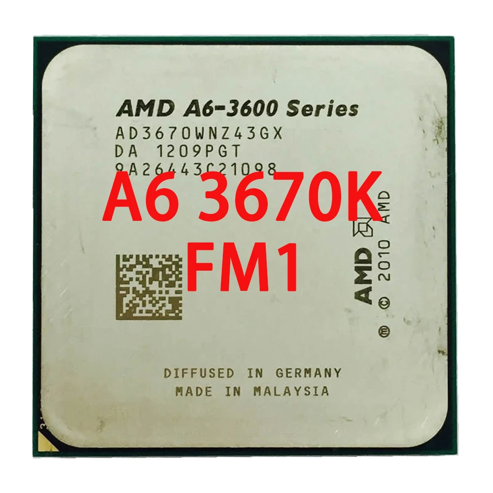 

AMD A6-Series A6-3670K A6 3670 k 2.7 GHz Quad-Core CPU Processor AD3670WNZ43GX Socket FM1