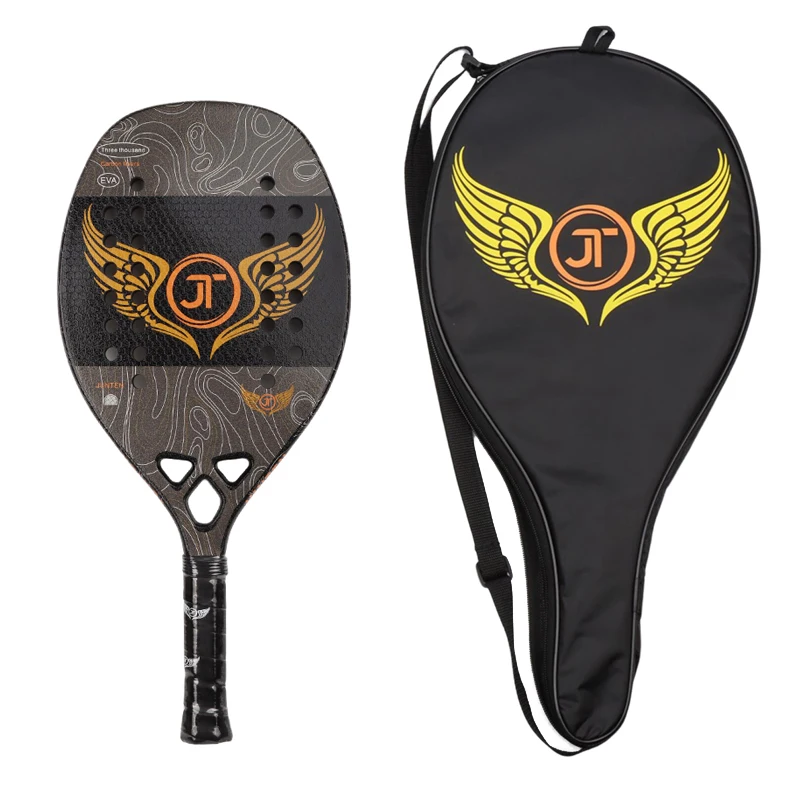 Beach Tennis Raquete Carbon 3K Professional Tennis Racket Soft EVA Rough Surface with Cover Bag