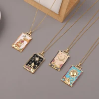new hip hop jewelry copper tarot pendant rectangular personality lion necklace lady friends party gift