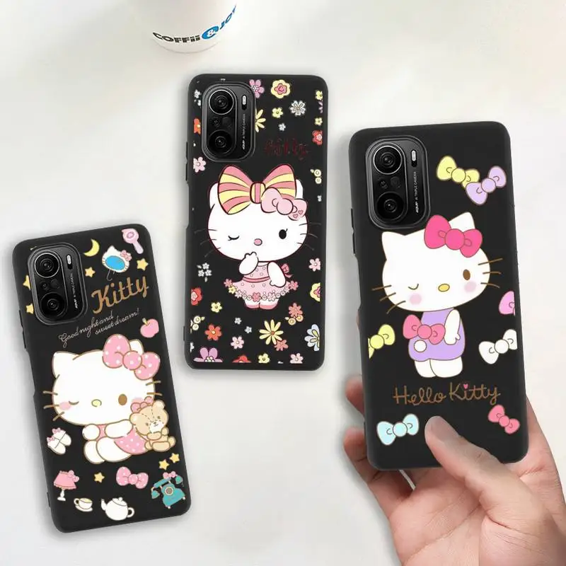 

Cartoon Bow Hello Kitty Phone Case For Redmi 9A K20 K30 K40 Note 11E 11S 11 10 9 Pro Silicone Soft Cover