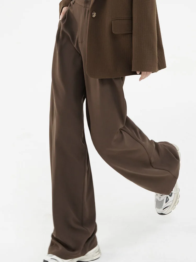 

2022 Autumn Winter Women New Pants Solid Color High Waist Straight Trousers Female Loose Wide Leg Sweatpants Straight Mopping