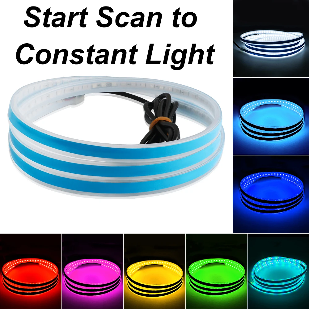 

180cm Scan Starting LED Car Hood Light Strip Flexible Daytime Running Light Strip Auto Engine Hood Guide Decorative Ambient Lamp