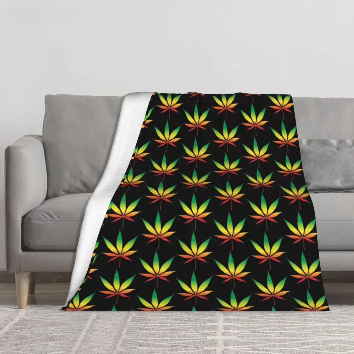 

Colorful Weed Print Blanket Cannabis Marijuana Leaf Comfy For Sofa Throw Blanket On the Bed Bedroom Furry Blankets