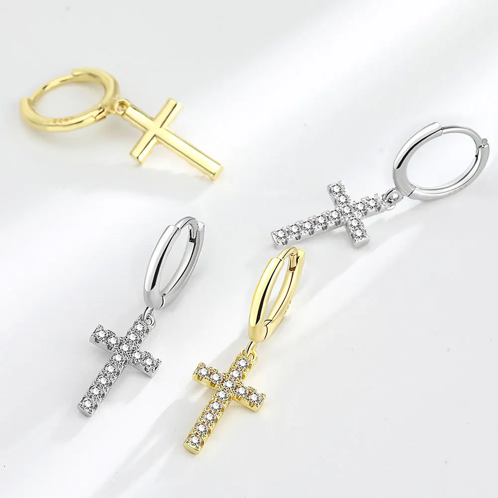

Fashion women Cross Pendant earrings Girl full diamond fashion Jesus Cross pendant earrings Fashion jewelry earrings pendant