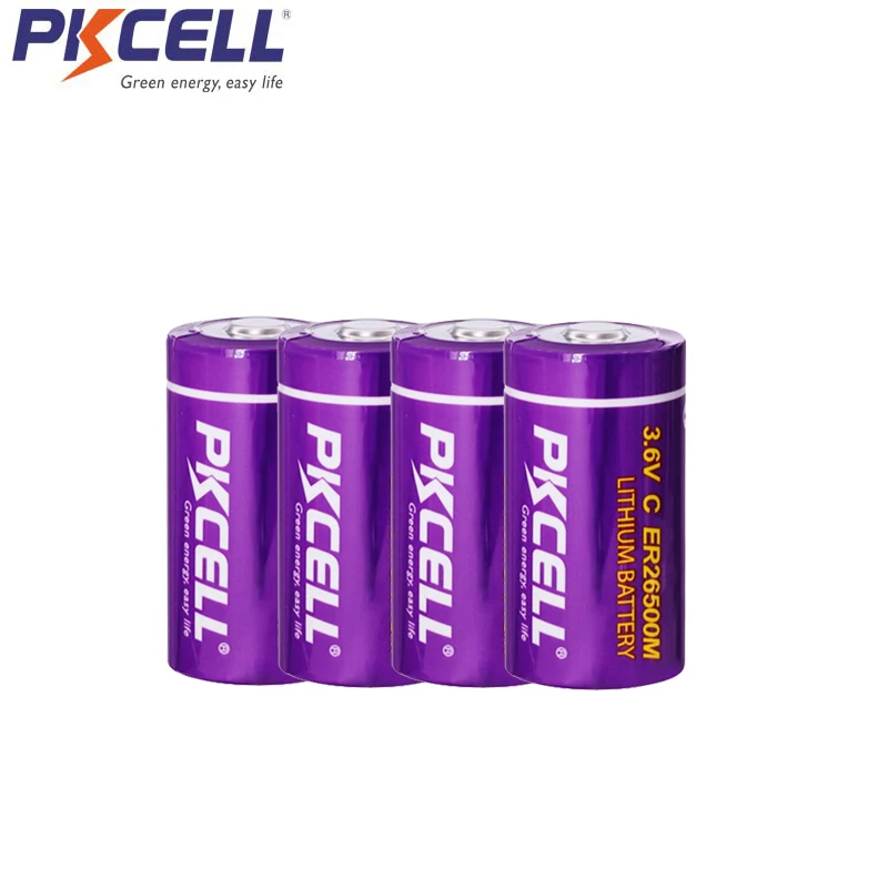 

4PCS PKCELL ER26500M 3.6V 6500MAH C size Li-SOCl2 (Power Type) ER26500 Lithium Batteries replace C SIZE battery