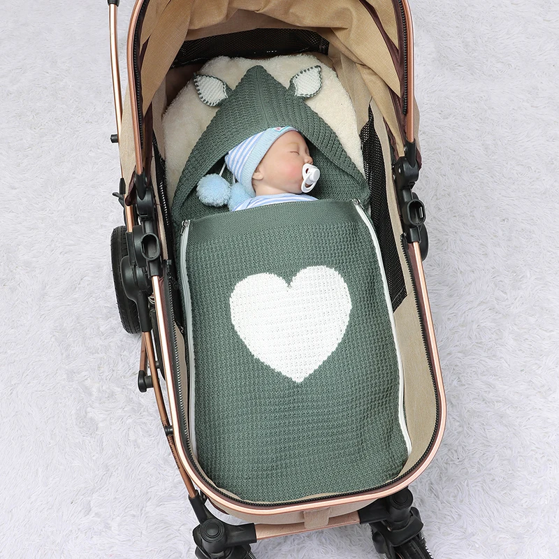 

Baby Sleeping Bag Envelopes Zipper Up Knit Newborn Infant Boy Girl Month Stroller Bassinet Sleepsack 75*35cm Swaddle Wrap Cocoon