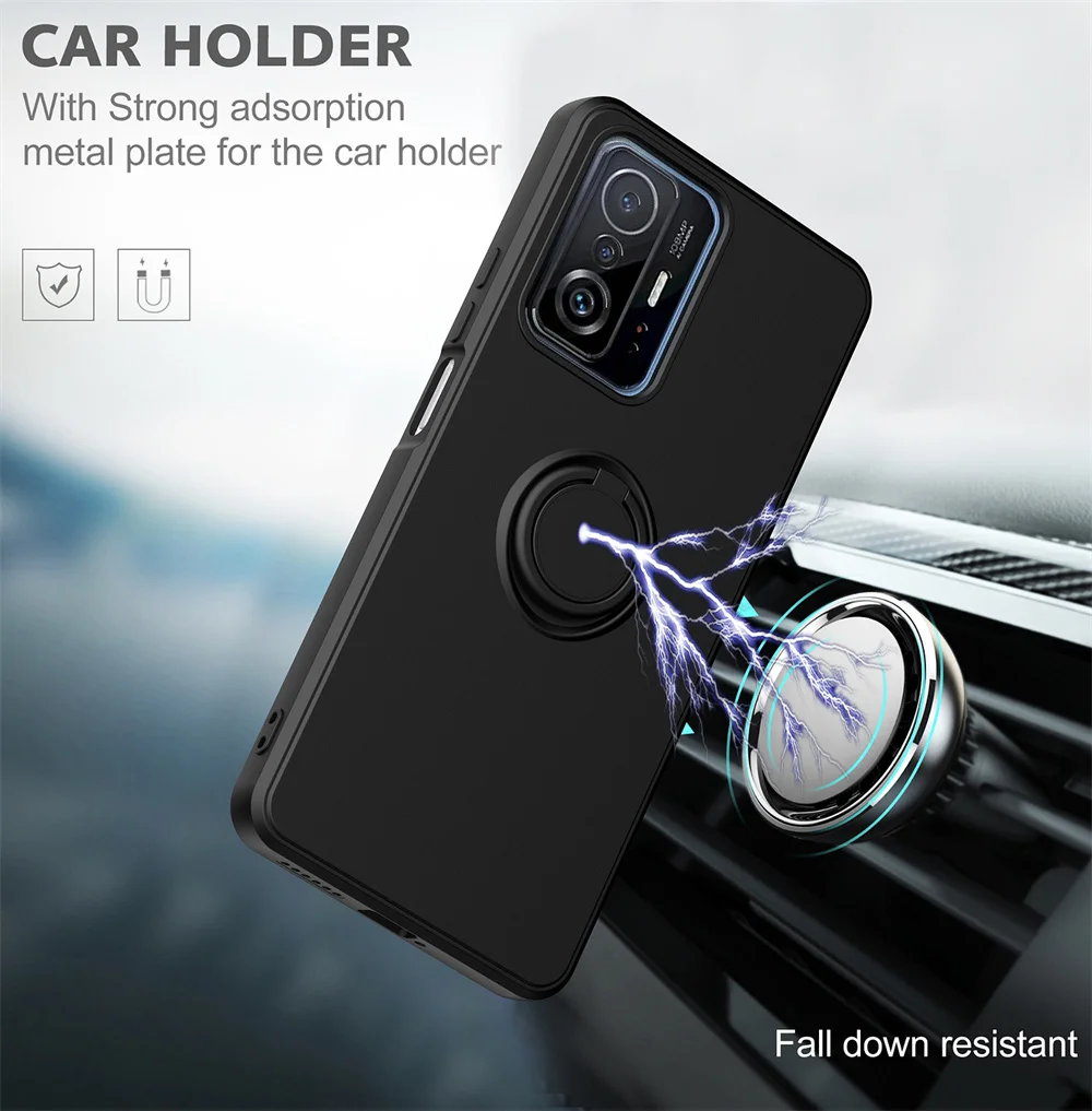 Жидкий силиконовый противоударный чехол-держатель с магнитным кольцом для Xiaomi Mi