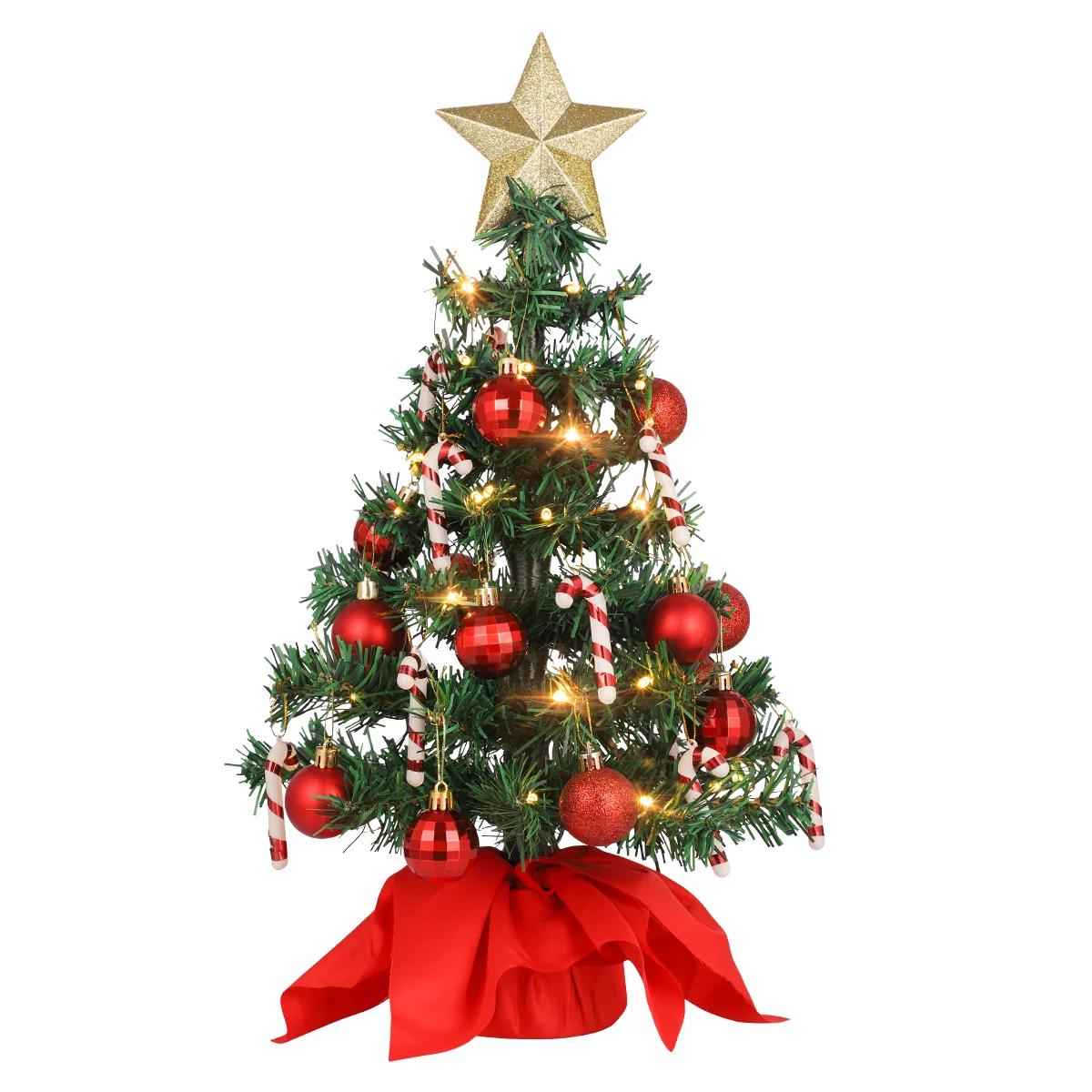

PRETYZOOM Artificial Desktop Christmas Trees With LED String Light Hanging Ball Ornaments Xmas Party Christmas Decor With Lights