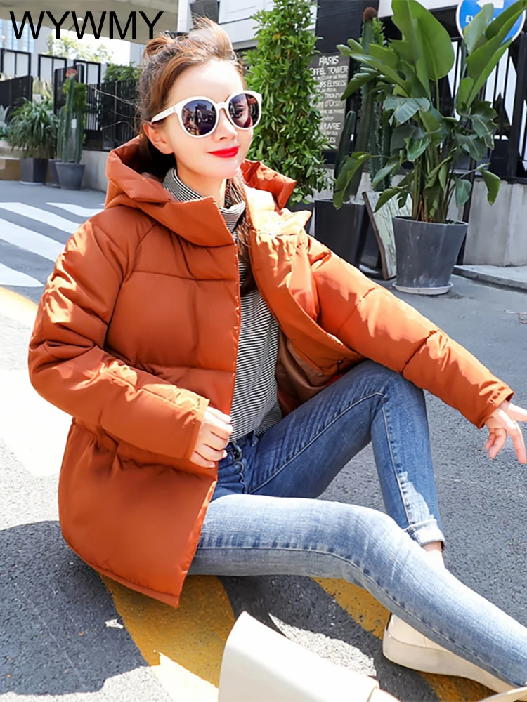 WYWMY Winter Coat Parkas Women Clothing Korean Version Thick Warm Cotton Jacket Slim Thickening Hooded Women's Cotton Coat