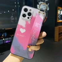 rose flowers strap phone cases for iphone 13 12 11 pro max x xr xs max 7 8 6s plus cover hand band cases soft tpu relief