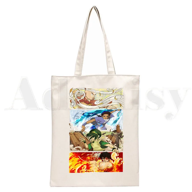 Avatar The Last Airbender Print Reusable Shopping Bag Women Canvas Tote Bags Printing Eco Bag Cartoon Shopper Shoulder Bags