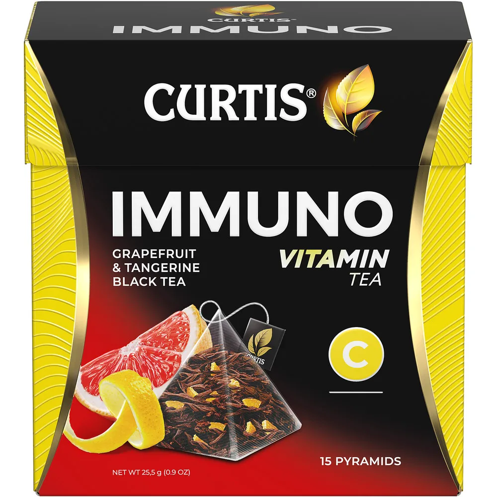 Чай черный в пирамидках CURTIS &quotImmuno" 15 шт с цедрой апельсина и лимона фруктовый