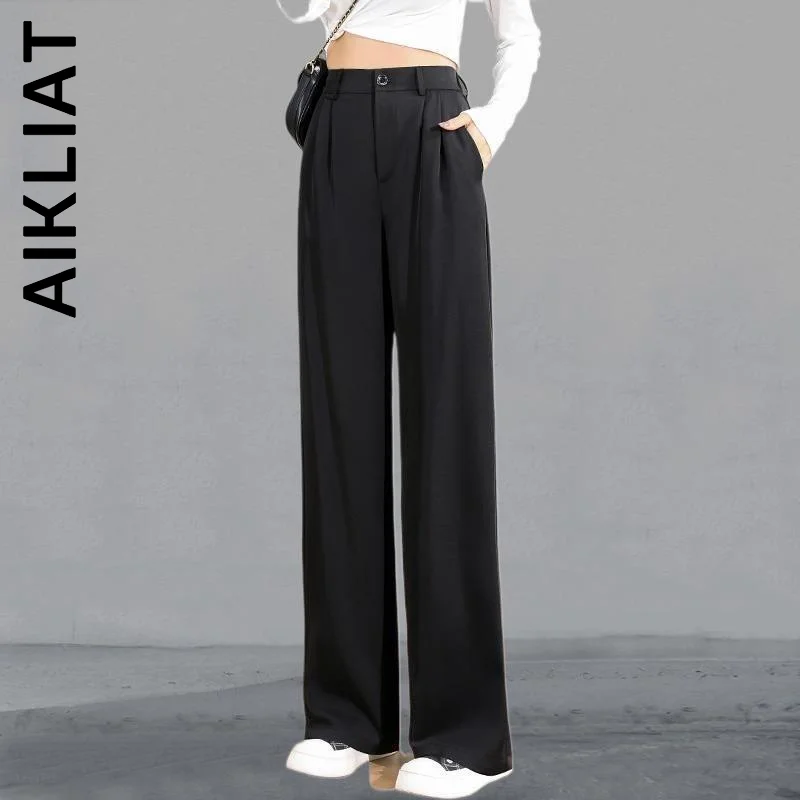 

Aikliat Office Wear Trousers Pants Women Leg Straight Sweatpants Casual High Waist Pant Vintage Hip Bottoms Mujer