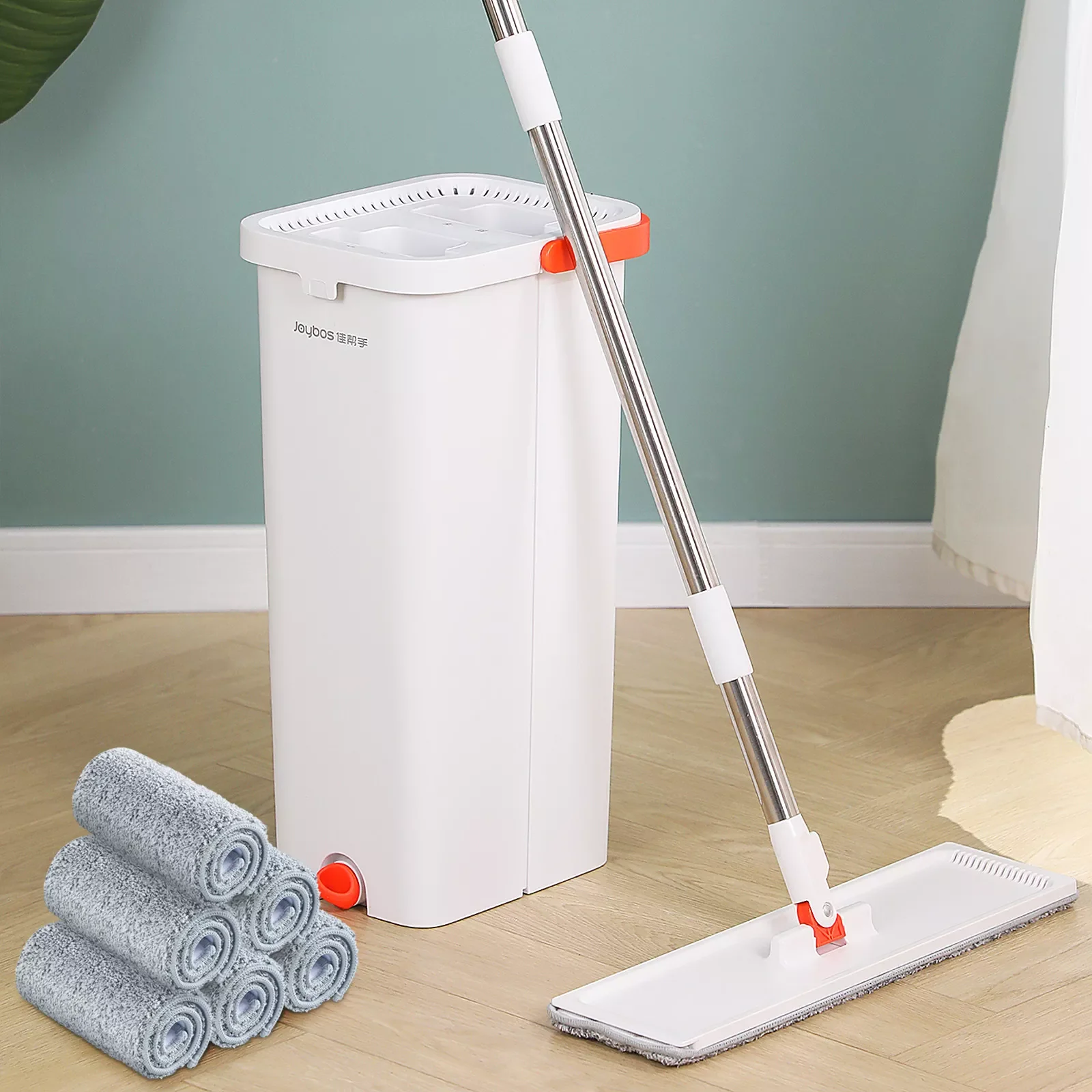 

Mop and Bucket with Wringer Set,Hands Free Flat Floor Mop and Bucket Set,Mops for Floor Cleaning with Washable Microfiber Mops