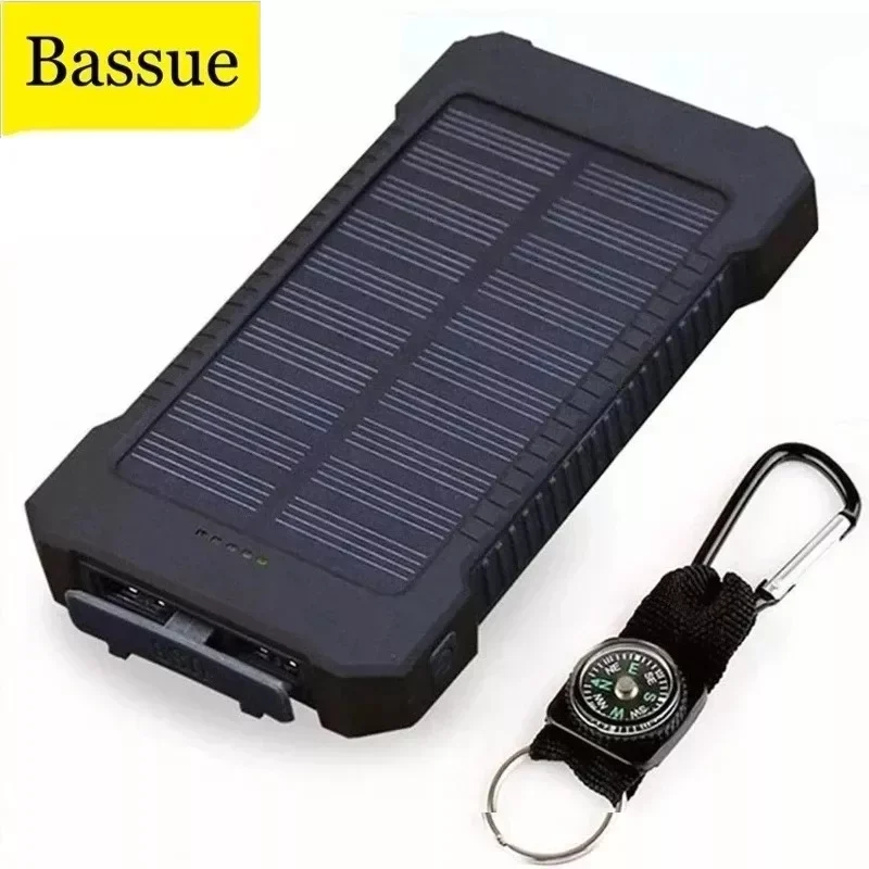 

2023New Top Solar Power Bank Waterproof 30000mAh Solar Charger 2 USB Ports External Charger Powerbank For Xiaomi iphone with LED