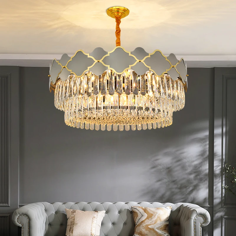 

Art Chandelier Led Pendant Lamp Light Postmodern Stainless Steel Crystal Living Atmosphere Villa Bedroom Dining Starry Sky