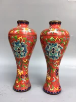 8 tibetan temple collection old purple bronze cloisonne rich flowers vase bottle appreciation a pair ornament gather fortune