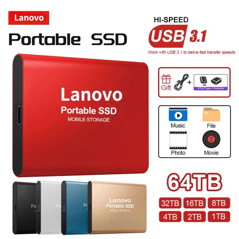 

8TB Portable SSD 16TB High-speed Mobile Solid State Drive 500GB External Hard Drives Type-C USB 3.1 Interface for Laptop