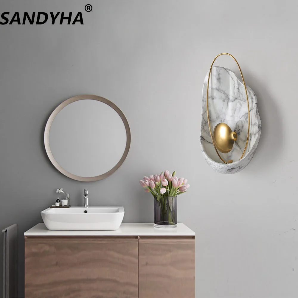 

Luxury Wall Light Brass Shells Designer Creativity Individuality Tv Background Lamp For Bedroom Bathroom Dressing Bedside Lights