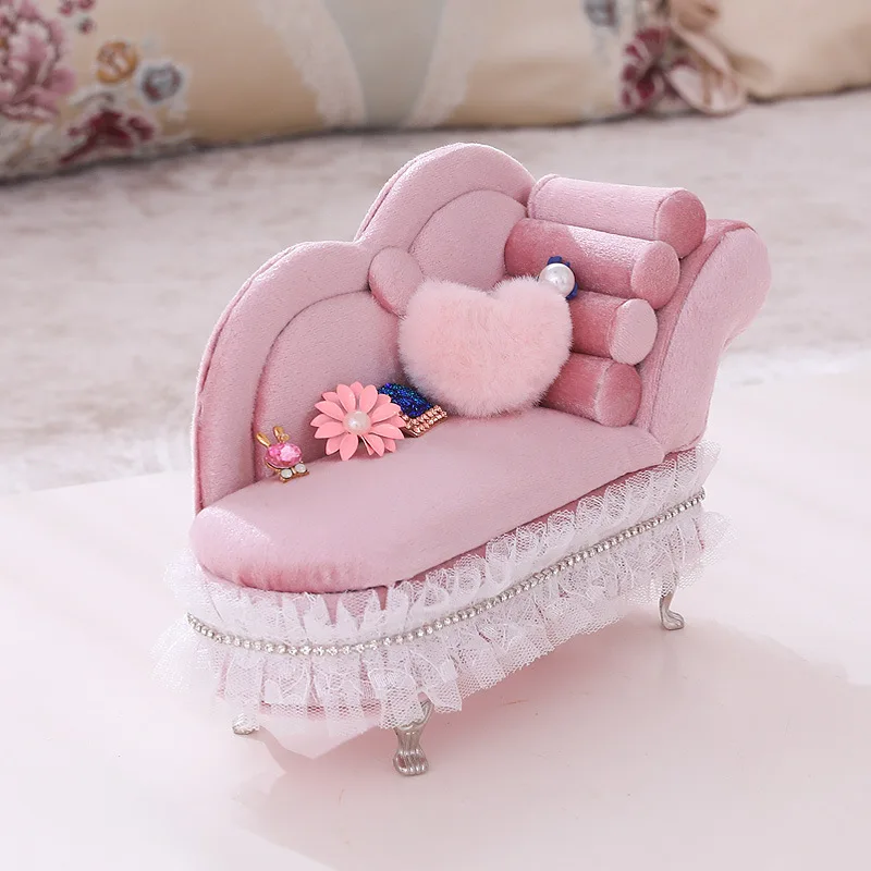 

Beauty is the original design crystal ShanZuan pink velvet jewelry box sofa