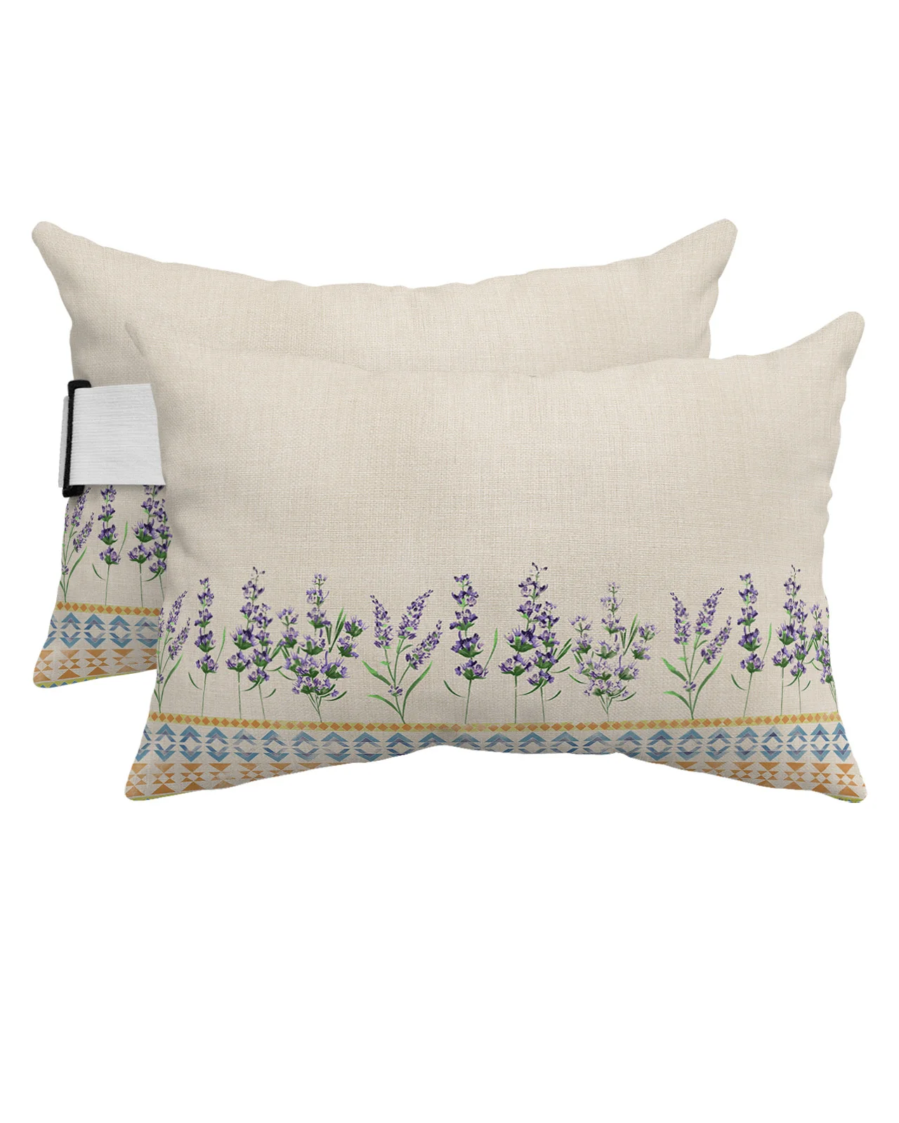 

Lavender Flowers Bohemia Waterproof Pillow With Insert Adjustable Elastic Lounge Recliner Office Chair Head Lumbar Travel Pillow